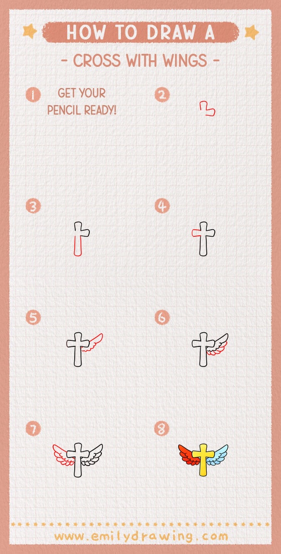 how to draw a cross with wings pinterest pin